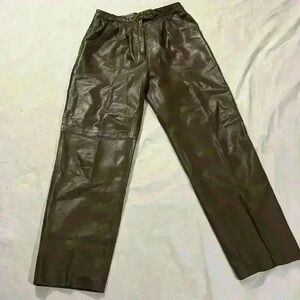 Christa,100% Leather pants. Brown,good condition.Waist 28”,Rise 13”,Inseam 27.5”